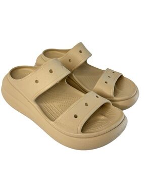 Crocs Classic Crush Platform Womens Shoe Size 10 -Mens 8 Slip-on Sandals In Bone